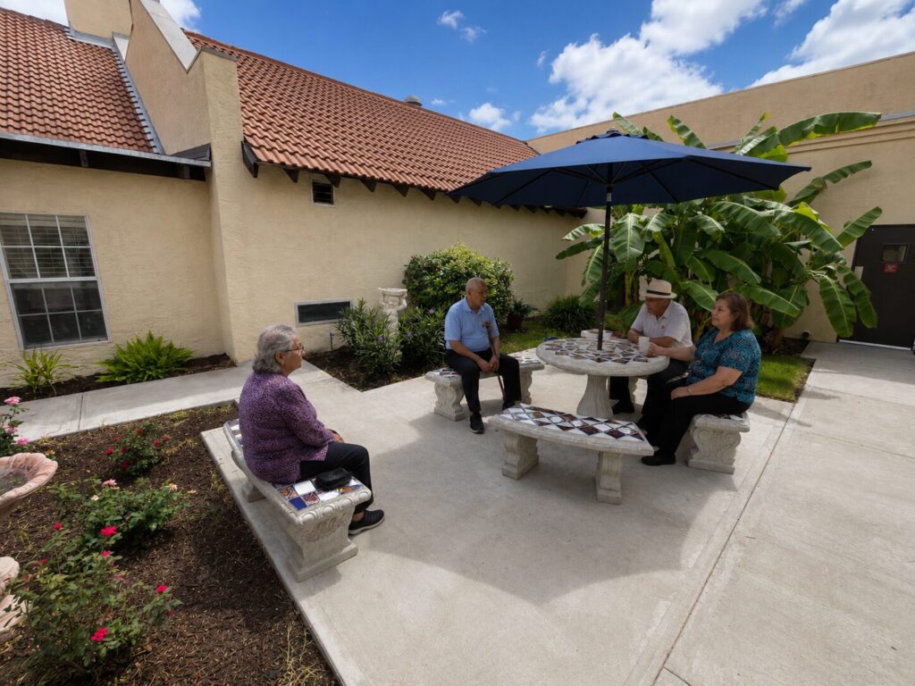 gm patio with residents gm patio with residents